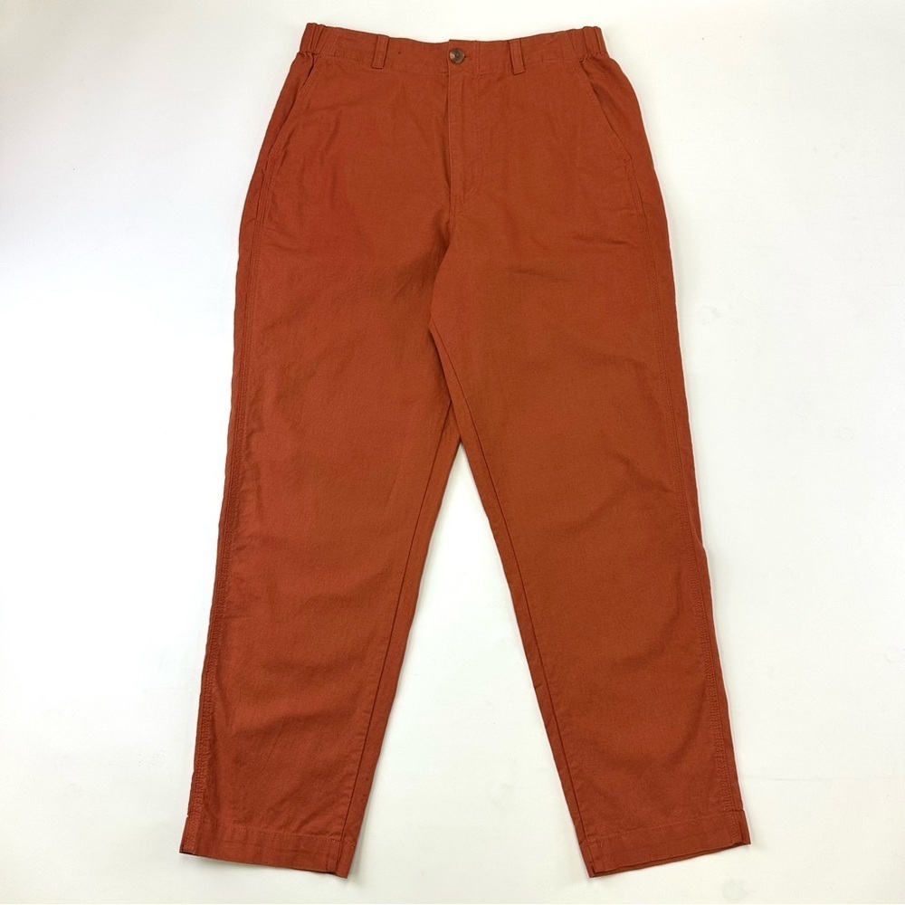 Uniqlo LINEN COTTON TAPERED womens PANTS terracotta orange 28-29 - Picture 13 of 13